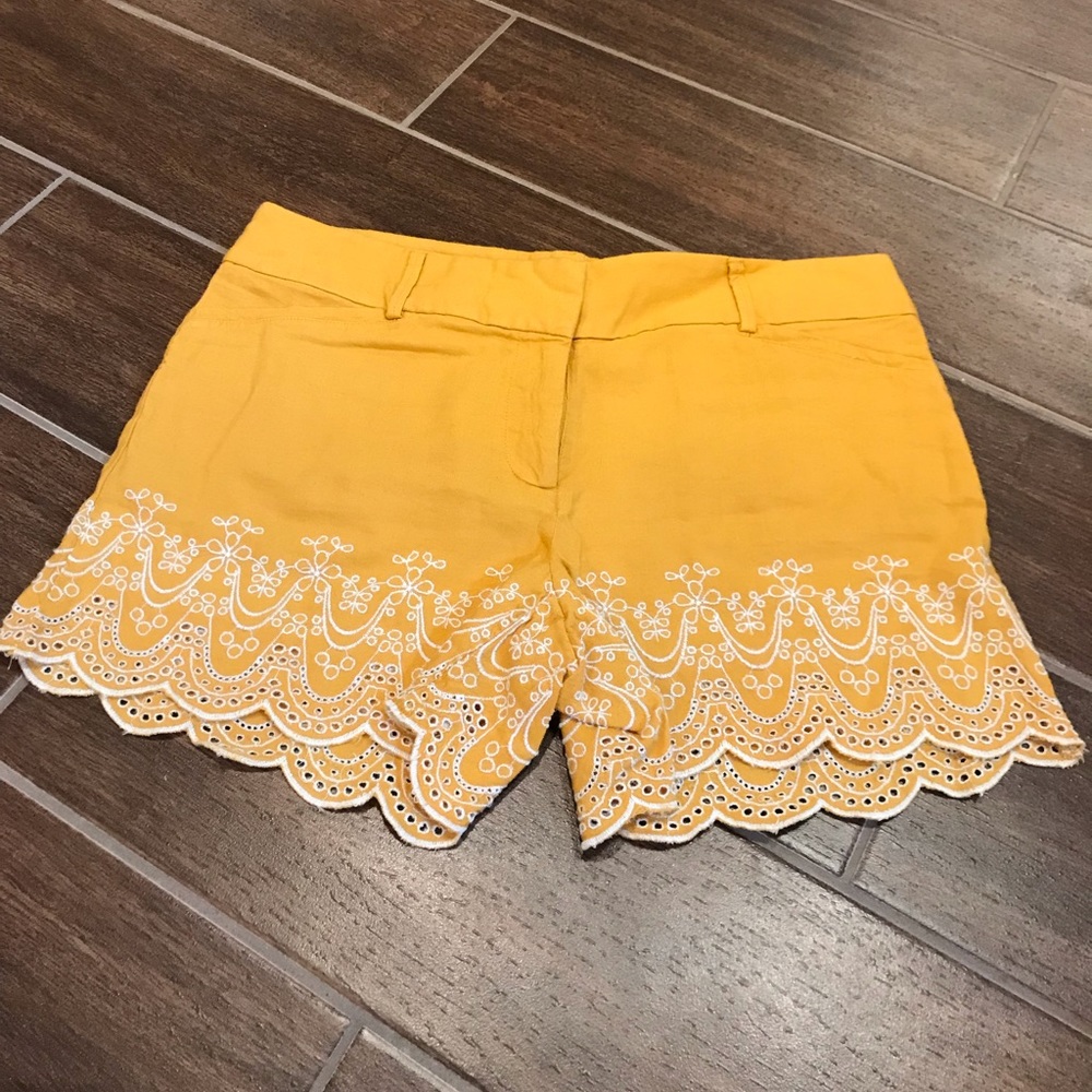 Yellow scalloped shorts